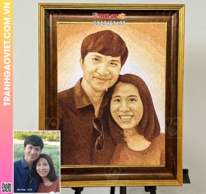 Tranh gạo kỷ niệm cặp đôi yêu nhau