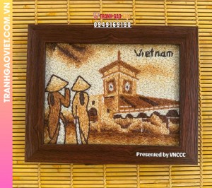 Combo 10 Tranh Gạo khắc khung tặng đối tác của VNCCC