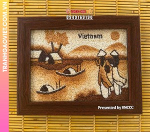 Combo 10 Tranh Gạo khắc khung tặng đối tác của VNCCC