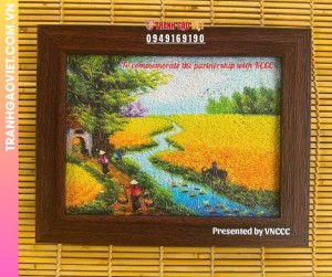 Combo 10 Tranh Gạo khắc khung tặng đối tác của VNCCC