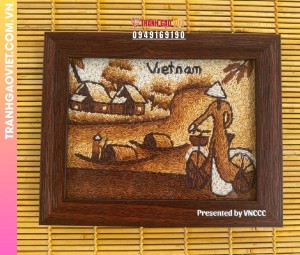 Combo 10 Tranh Gạo khắc khung tặng đối tác của VNCCC