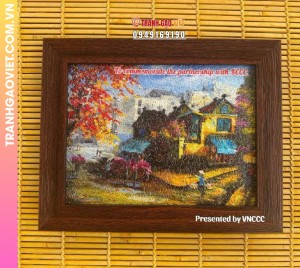 Combo 10 Tranh Gạo khắc khung tặng đối tác của VNCCC