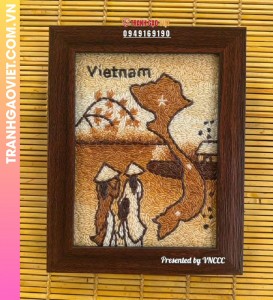 Combo 10 Tranh Gạo khắc khung tặng đối tác của VNCCC