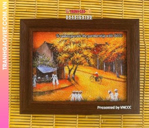 Combo 10 Tranh Gạo khắc khung tặng đối tác của VNCCC
