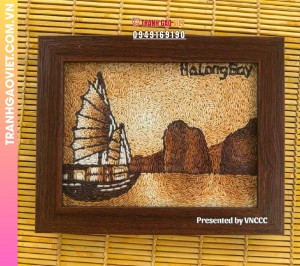 Combo 10 Tranh Gạo khắc khung tặng đối tác của VNCCC