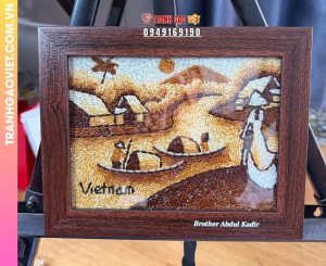 Combo Tranh gạo khắc khung tặng Đối Tác