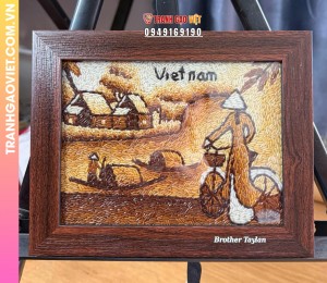 Combo Tranh gạo khắc khung tặng Đối Tác