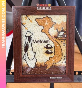 Combo Tranh gạo khắc khung tặng Đối Tác
