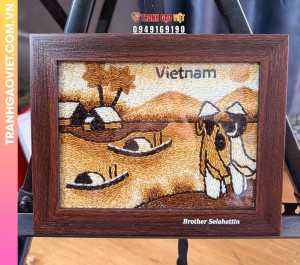 Combo Tranh gạo khắc khung tặng Đối Tác