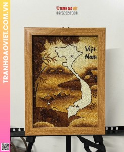 Tranh gạo Bản đồ Việt Nam quê Hương