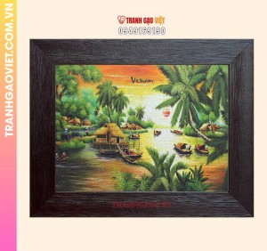 Tranh gạo Bến Đò Quê Việt