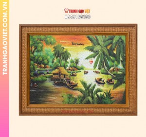 Tranh gạo Bến Đò Quê Việt