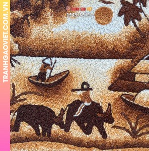 Tranh gạo Bến Quê Việt quà tặng gợi nhớ kỷ niệm xưa