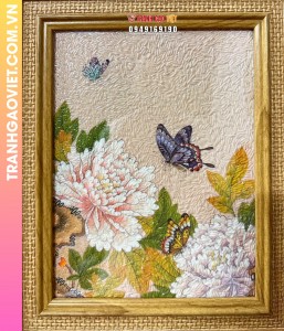 Tranh gạo Bướm hoa xuân