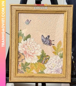 Tranh gạo Bướm hoa xuân