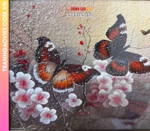 Tranh gạo Bướm và Hoa