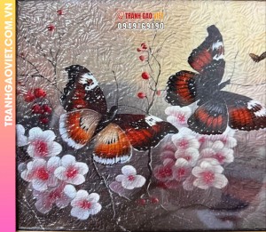 Tranh gạo Bướm và Hoa