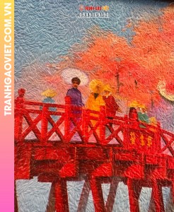 Tranh gạo Cầu Thê Húc - Đền Ngọc Sơn