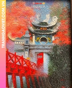 Tranh gạo Cầu Thê Húc - Đền Ngọc Sơn