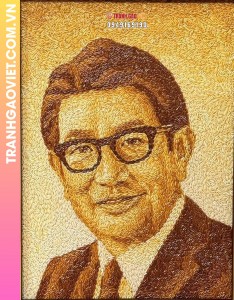 Tranh gạo chân dung đặt theo yêu cầu tặng doanh nhân Nhật