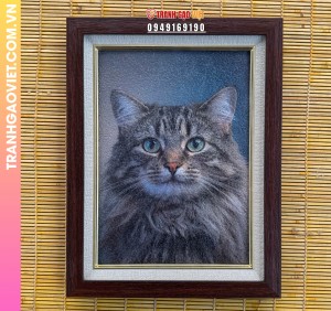 Tranh Gạo chân dung Mèo theo yêu cầu