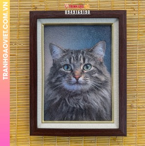 Tranh Gạo chân dung Mèo theo yêu cầu