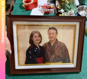 Tranh gạo chân dung vợ chồng người Nhật