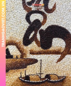 Tranh gạo chữ Tri Ân (30x40) – Khung gỗ nâu sần