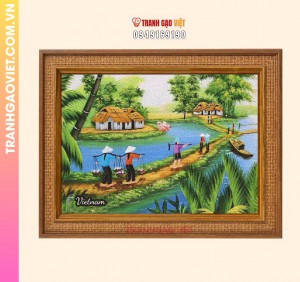 Tranh gạo Đường Về Làng