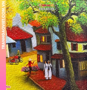 Tranh gạo Góc phố Hà Nội