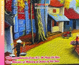 Tranh gạo Góc phố Hà Nội