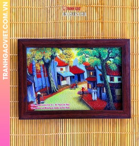 Tranh gạo Góc phố Hà Nội