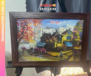 Tranh gạo Hà Nội Ngày Nay bản kích cỡ 20x30 cm
