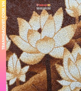 Tranh gạo Hoa Sen tặng Phật Tử bản 30x40 cm