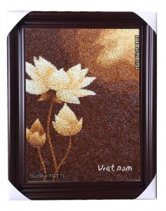 Tranh gạo Hoa sen khổ nhỏ