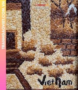 Tranh gạo Khuê Văn Các - Văn Miếu Quốc Tử Giám bản dọc size 40x50 cm