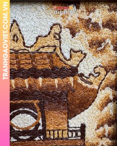 Tranh gạo Khuê Văn Các - Văn Miếu Quốc Tử Giám bản dọc size 40x50 cm