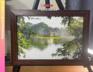 Tranh gạo Khung cảnh Hồ Gươm hộp quà tặng cao cấp