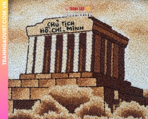 Tranh gạo Lăng Chủ Tịch Hồ Chí Minh bản 30x40 cm