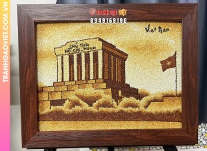 Tranh gạo Lăng Chủ Tịch Hồ Chí Minh bản 30x40 cm