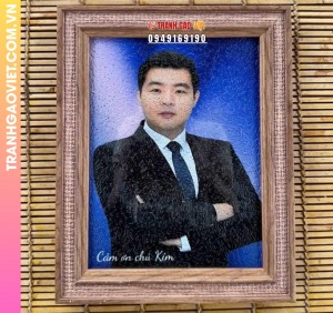 Tranh gạo màu Chân dung chú Kim