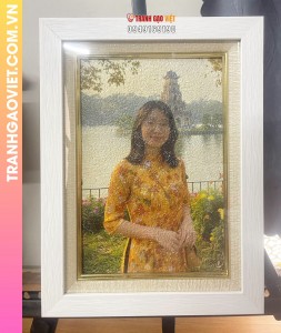 Tranh gạo màu Cô Gái