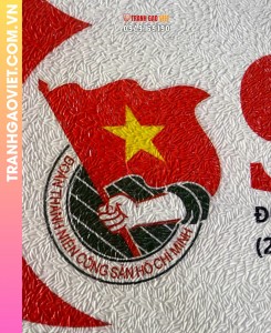 Tranh gạo màu Kỉ niệm 95 năm Đoàn TNCS Hồ Chí Minh - khung viền vàng