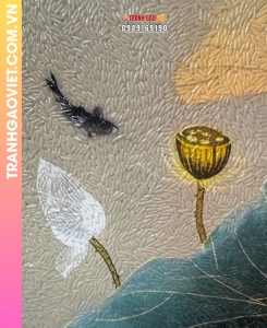 Tranh gạo màu Liên hoa ngư