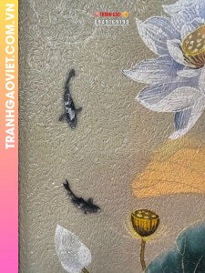 Tranh gạo màu Liên hoa ngư
