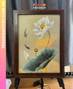 Tranh gạo màu Liên hoa ngư