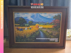 Tranh gạo Mùa Gặt - Tranh độc quyền của công ty Kigimex