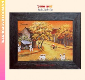 Tranh gạo Mùa Lá Vàng