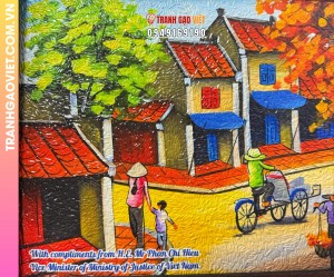 Tranh gạo Mùa thu Hà Nội