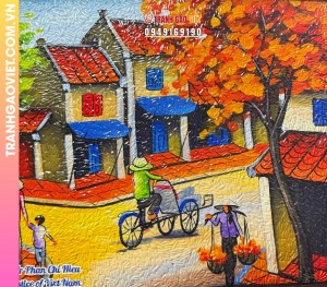 Tranh gạo Mùa thu Hà Nội